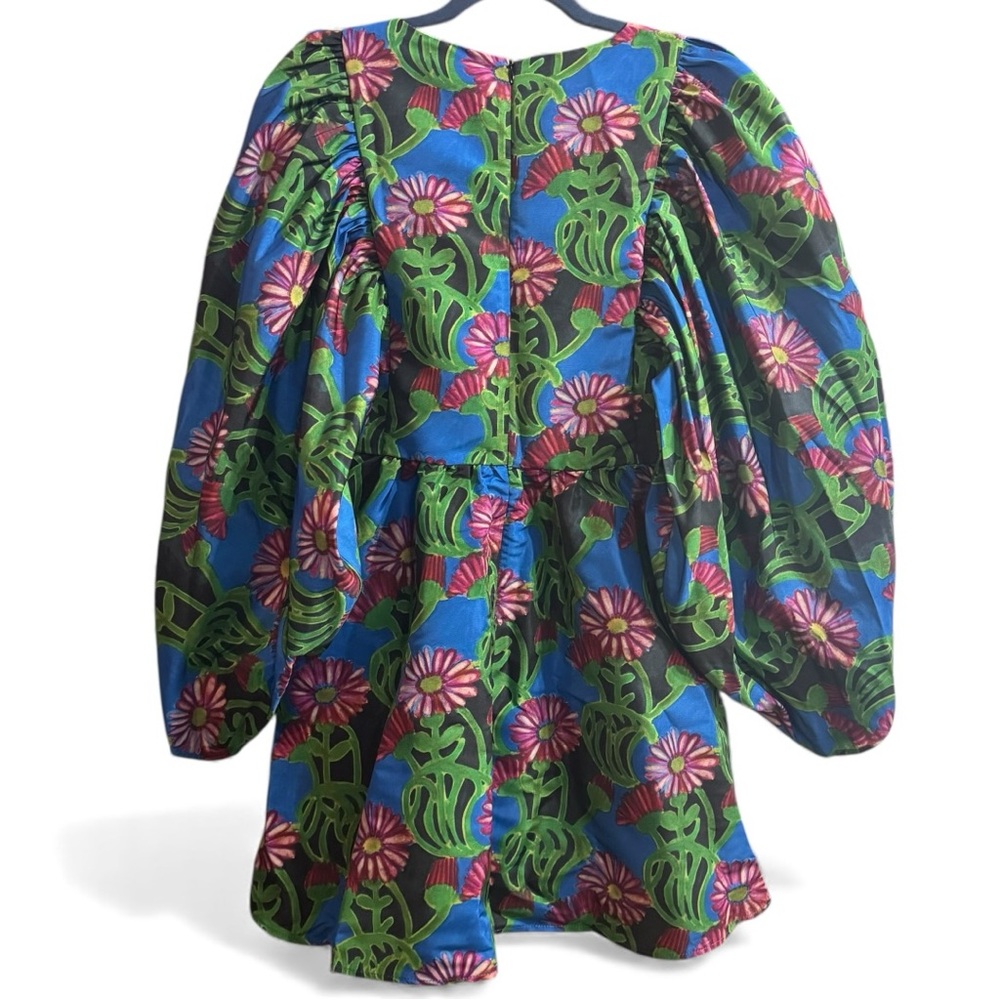 La DoubleJ Gerber Dolly Minidress Puff Sleeve XS Green Holiday Party Gift Ready - Picture 6 of 10